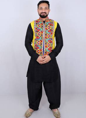 Men floral open front jacket with patchwork 1