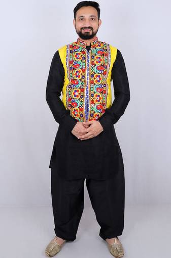 Men floral open front jacket with patchwork