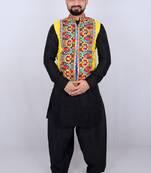 Men floral open front jacket with patchwork