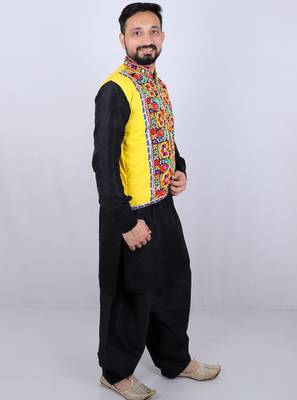 Men floral open front jacket with patchwork 4
