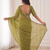 enchanting mahendi embroidery work with real bits work fendy satin indian saree with blouse