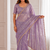 bewitching purple embroidery work with real bits work fendy satin indian saree with blouse