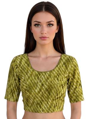 Pista spandex lehria printed stretchable readymade saree blouse 1