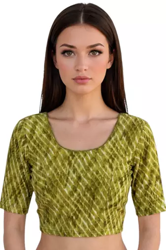 Pista spandex lehria printed stretchable readymade saree blouse