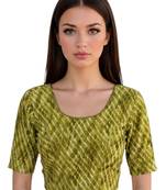 Pista spandex lehria printed stretchable readymade saree blouse