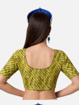 Pista spandex lehria printed stretchable readymade saree blouse 2