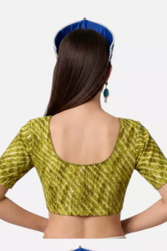 Pista spandex lehria printed stretchable readymade saree blouse