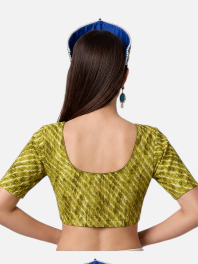 Pista spandex lehria printed stretchable readymade saree blouse