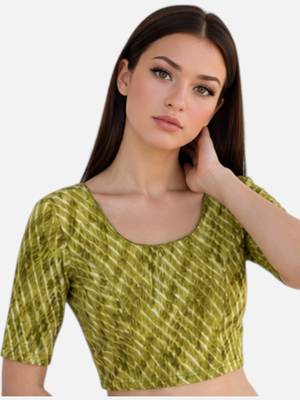Pista spandex lehria printed stretchable readymade saree blouse 3