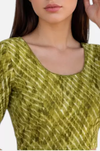 Pista spandex lehria printed stretchable readymade saree blouse