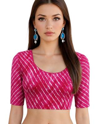 Rani spandex lehria printed stretchable readymade saree blouse 1