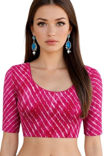 Rani spandex lehria printed stretchable readymade saree blouse