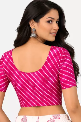 Rani spandex lehria printed stretchable readymade saree blouse