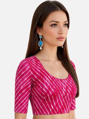 Rani spandex lehria printed stretchable readymade saree blouse 3