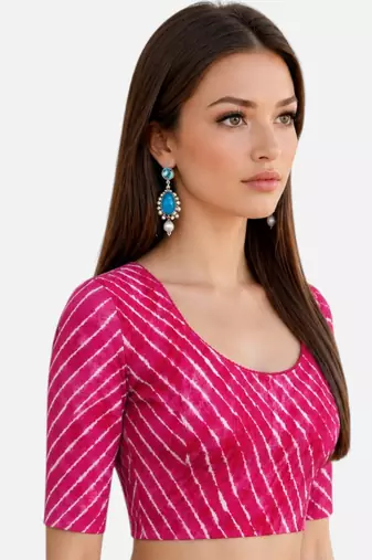 Rani spandex lehria printed stretchable readymade saree blouse