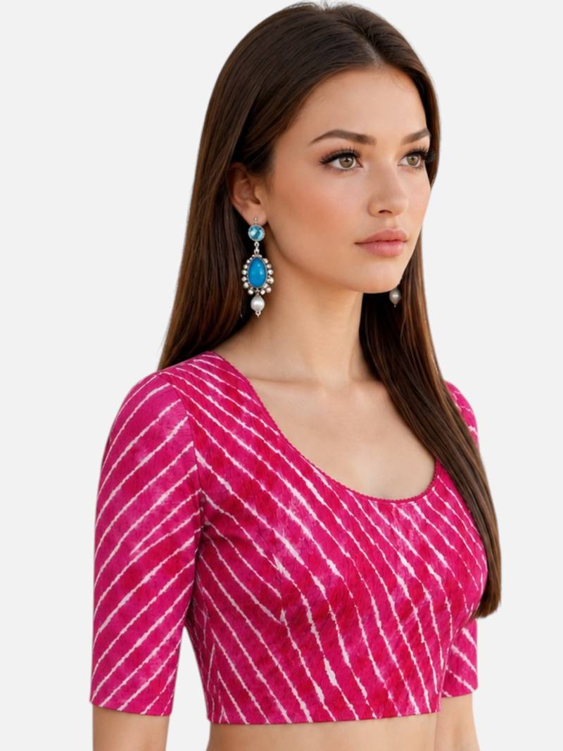 Rani spandex lehria printed stretchable readymade saree blouse
