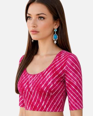 Rani spandex lehria printed stretchable readymade saree blouse 4
