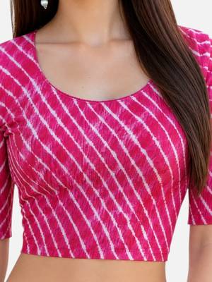 Rani spandex lehria printed stretchable readymade saree blouse 5