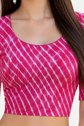 Rani spandex lehria printed stretchable readymade saree blouse