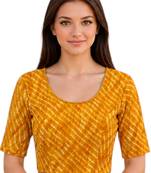 Yellow spandex lehria printed stretchable readymade saree blouse