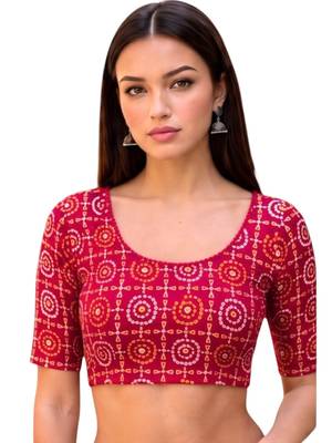 Rani spandex bandani printed stretchable readymade saree blouse 1