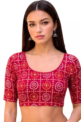 Rani spandex bandani printed stretchable readymade saree blouse