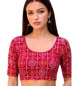 Rani spandex bandani printed stretchable readymade saree blouse