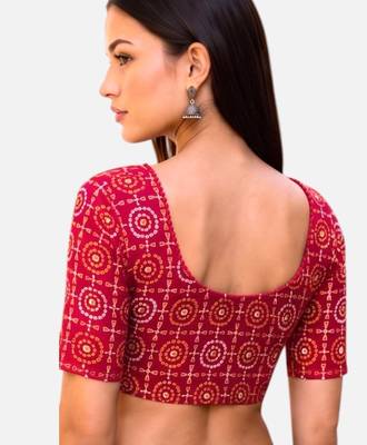Rani spandex bandani printed stretchable readymade saree blouse 2