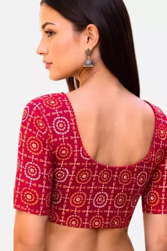 Rani spandex bandani printed stretchable readymade saree blouse