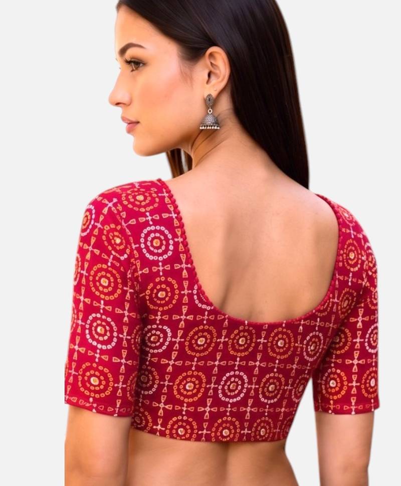 Rani spandex bandani printed stretchable readymade saree blouse