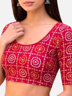 Rani spandex bandani printed stretchable readymade saree blouse 5