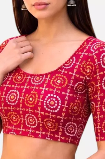 Rani spandex bandani printed stretchable readymade saree blouse
