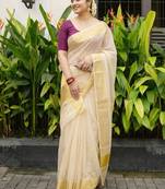 Zari Tissue Handloom Kasavu Saree