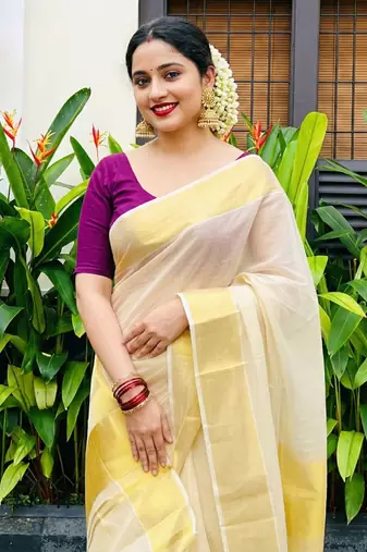 Zari Tissue Handloom Kasavu Saree