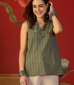 Green  print cotton kurti