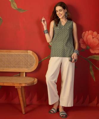 Green  print cotton kurti 3