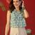 Blue & white floral print cotton kurti