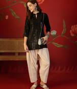 Black embroidered rayon kurti