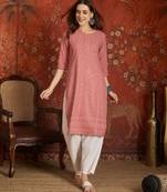 Pink embroidered rayon kurti