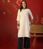 Off white embroidered rayon kurti