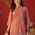 Peach embroidered rayon kurti