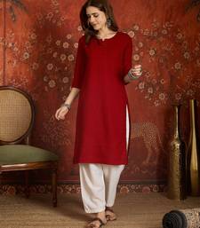 Maroon embroidered  rayon kurti