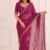 glamourous rani-pink embroidery work with real bits work fendy satin indian saree