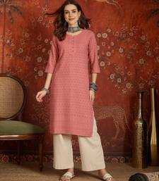 Pink embroidered rayon kurti