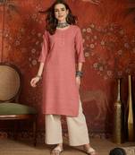 Pink embroidered rayon kurti
