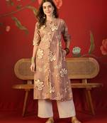 Brown print rayon kurti