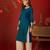 Teal embroidered rayon kurti