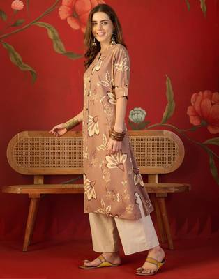 Brown print rayon kurti 2