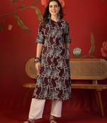 Purple print rayon kurti