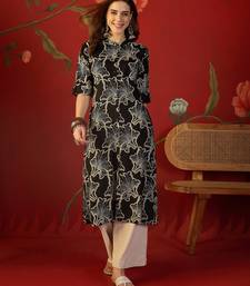Black printed rayon kurti